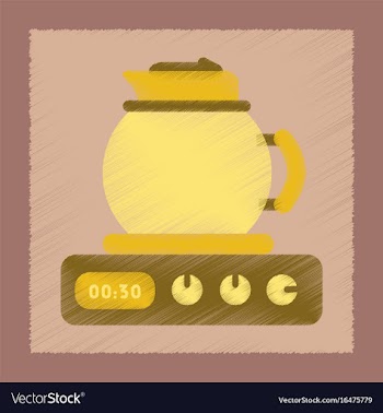 Flat shading style icon coffee kettle on stove vector image