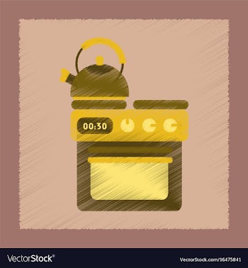 Flat shading style icon coffee kettle on stove vector image