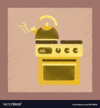 Flat shading style icon coffee kettle on stove vector image