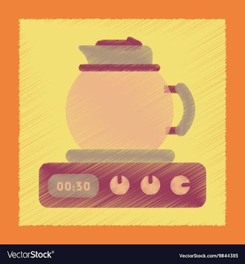 Flat shading style icon coffee kettle on stove vector image