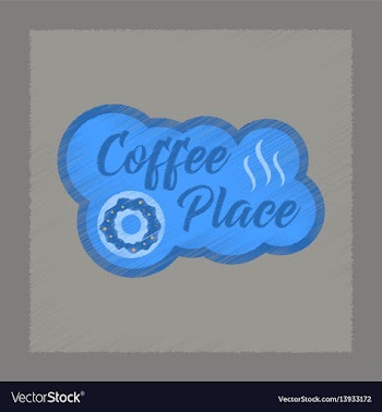 Flat shading style icon coffee place logo vector image