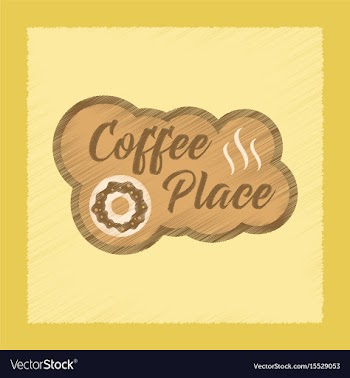 Flat shading style icon coffee place logo vector image