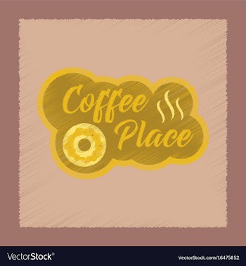 Flat shading style icon coffee place logo vector image