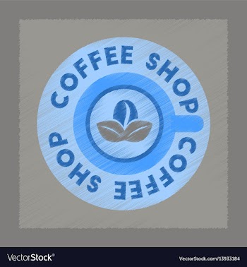 Flat shading style icon coffee shop logo vector image