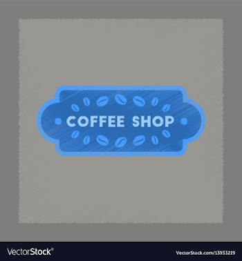 Flat shading style icon coffee shop logo vector image