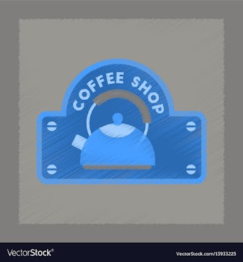 Flat shading style icon coffee shop logo vector image