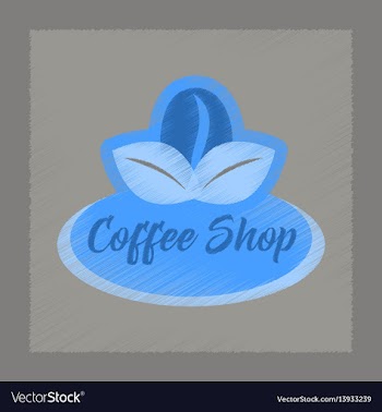 Flat shading style icon coffee shop logo vector image