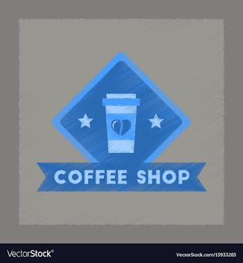 Flat shading style icon coffee shop logo vector image