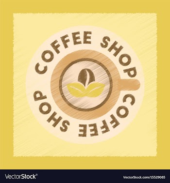 Flat shading style icon coffee shop logo vector image