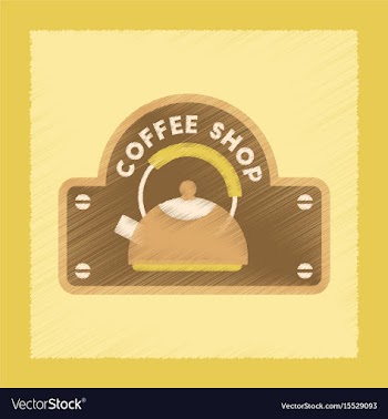 Flat shading style icon coffee shop logo vector image