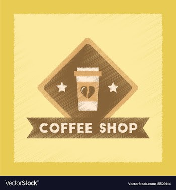 Flat shading style icon coffee shop logo vector image