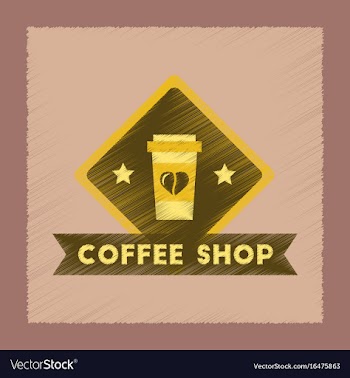 Flat shading style icon coffee shop logo vector image