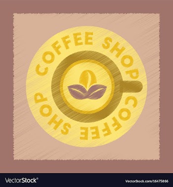 Flat shading style icon coffee shop logo vector image