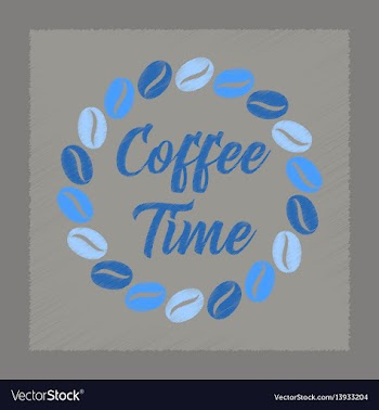 Flat shading style icon coffee time logo vector image
