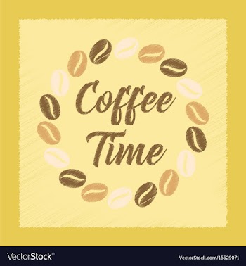 Flat shading style icon coffee time logo vector image
