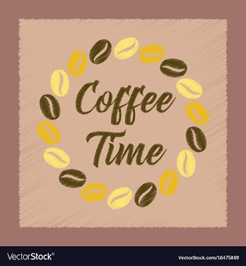 Flat shading style icon coffee time logo vector image