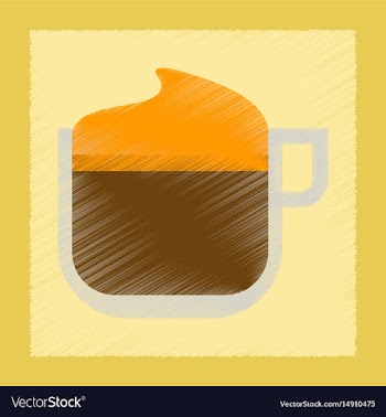 Flat shading style icon coffee with cream vector image