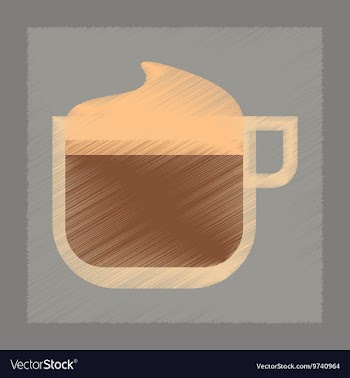 Flat shading style icon coffee with cream vector image