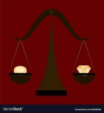 Flat shading style icon coin and diamond scales vector image