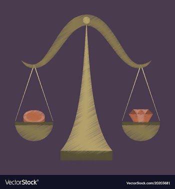 Flat shading style icon coin and diamond scales vector image