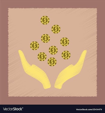 Flat shading style icon coins in hand vector image