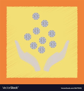 Flat shading style icon coins in hand vector image