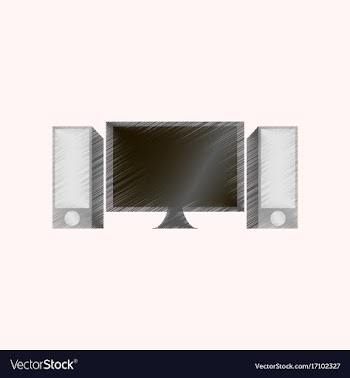 Flat shading style icon computer monitor and vector image