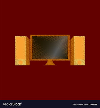 Flat shading style icon computer monitor and vector image