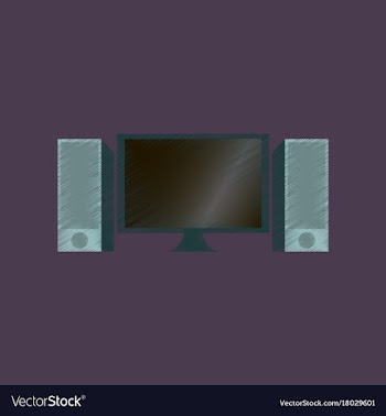 Flat shading style icon computer monitor and vector image