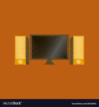 Flat shading style icon computer monitor and vector image