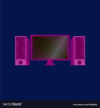 Flat shading style icon computer monitor and vector image