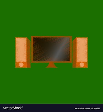 Flat shading style icon computer monitor and vector image