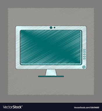 Flat shading style icon computer monitor vector image