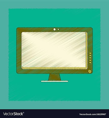 Flat shading style icon computer monitor vector image