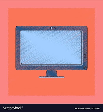 Flat shading style icon computer monitor vector image