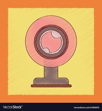 Flat shading style icon computer webcam vector image
