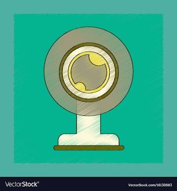 Flat shading style icon computer webcam vector image