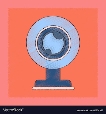 Flat shading style icon computer webcam vector image
