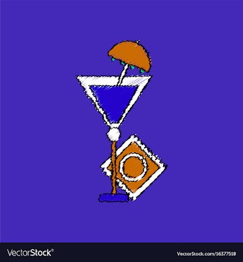 Flat shading style icon condom and cocktail vector image