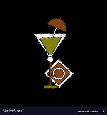 Flat shading style icon condom and cocktail vector image
