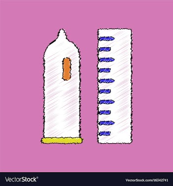 Flat shading style icon condom and ruler vector image