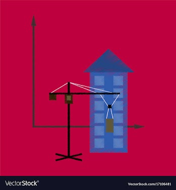 Flat shading style icon construction crane and vector image