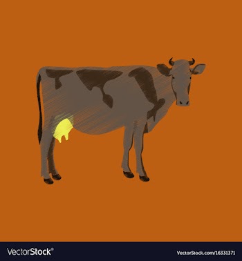 Flat shading style icon cow vector image