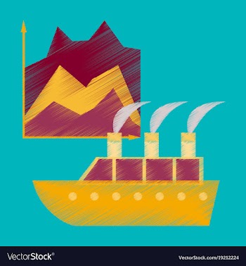 Flat shading style icon cruise ship infographic vector image