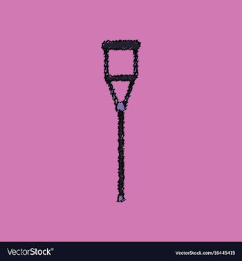 Flat shading style icon crutch vector image