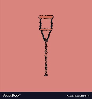 Flat shading style icon crutch vector image