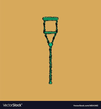 Flat shading style icon crutch vector image