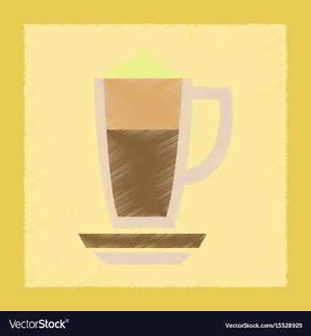 Flat shading style icon cup coffee latte vector image