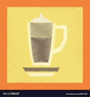 Flat shading style icon cup coffee latte vector image