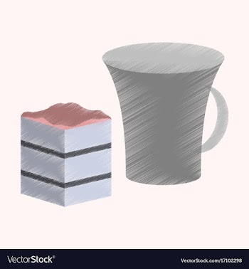 Flat shading style icon cup of coffee and pie vector image